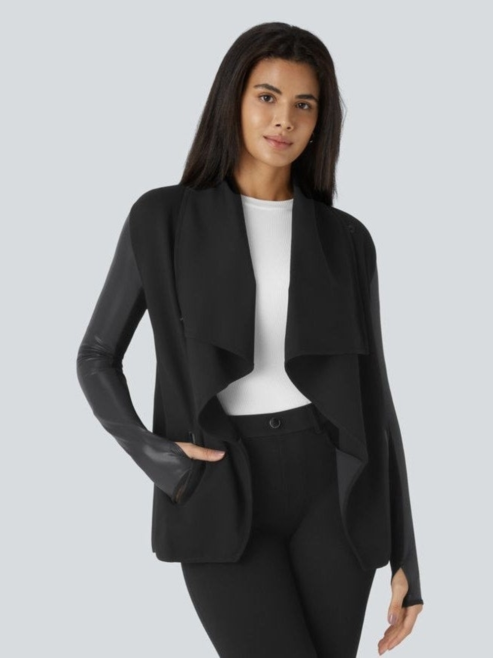 Halara

Halara Black Waterfall Faux Leather Patchwork Work Jacket